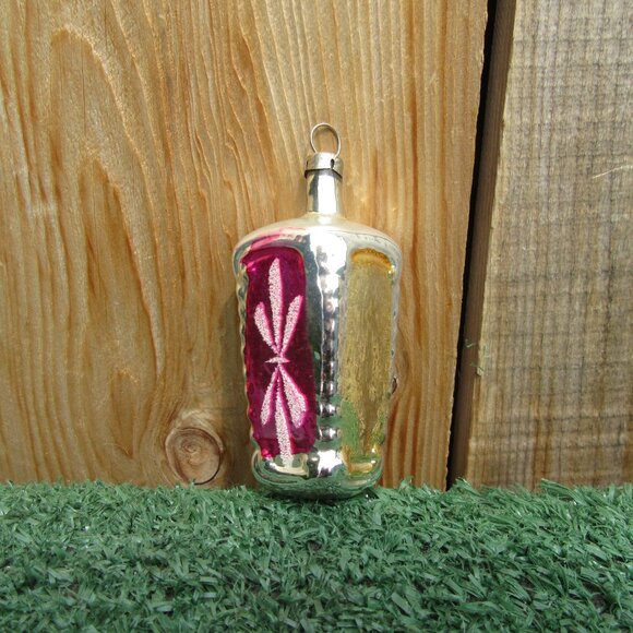 Vintage Mercury Glass Lantern Shape Pink Christmas Ornament Czech Made - Picture 2 of 4